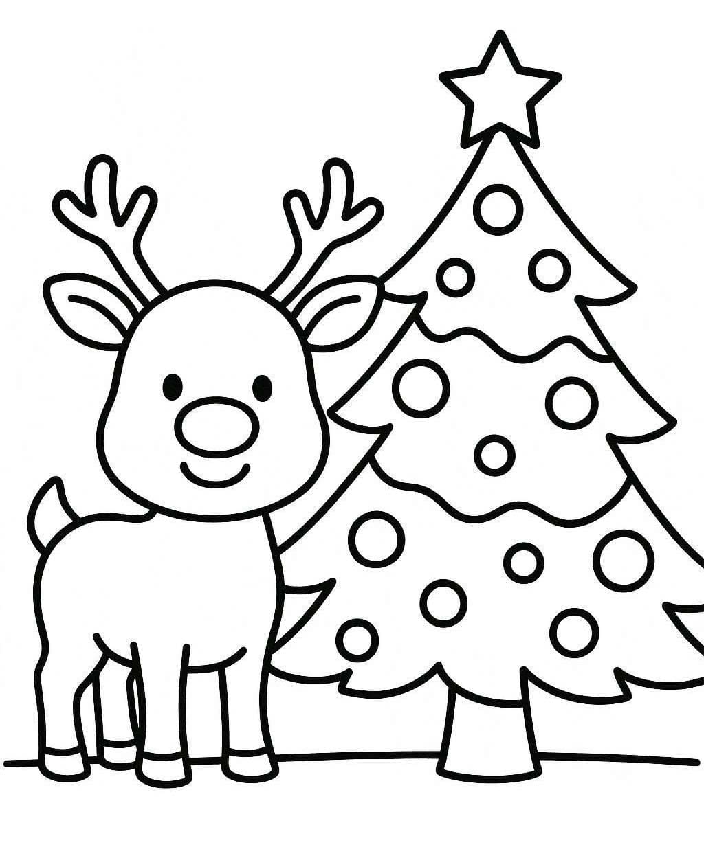 Kolorowanka Narysuj Renifer Rudolf wydruku prosty