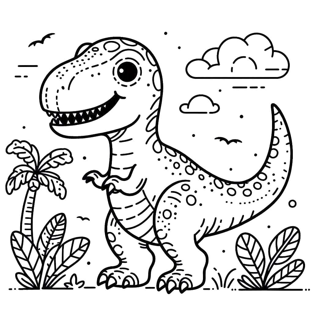 Kolorowanka Narysuj T Rex wydruku dla dzieci