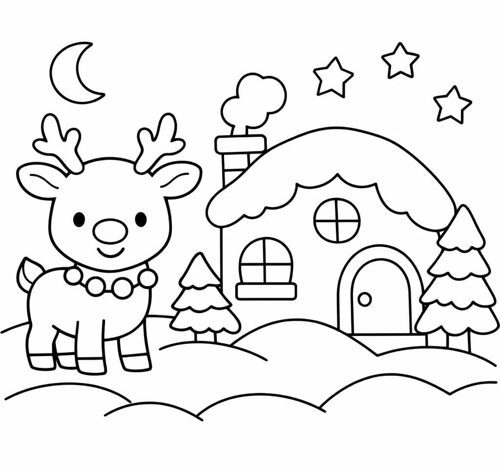 Kolorowanka Obraz Renifer Rudolf bezpłatny