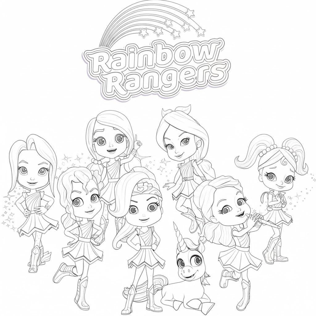 Kolorowanka Rainbow Rangers bezpłatny dla dzieci