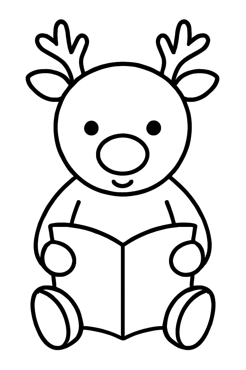 Kolorowanka Renifer Rudolf bezpłatny prosty
