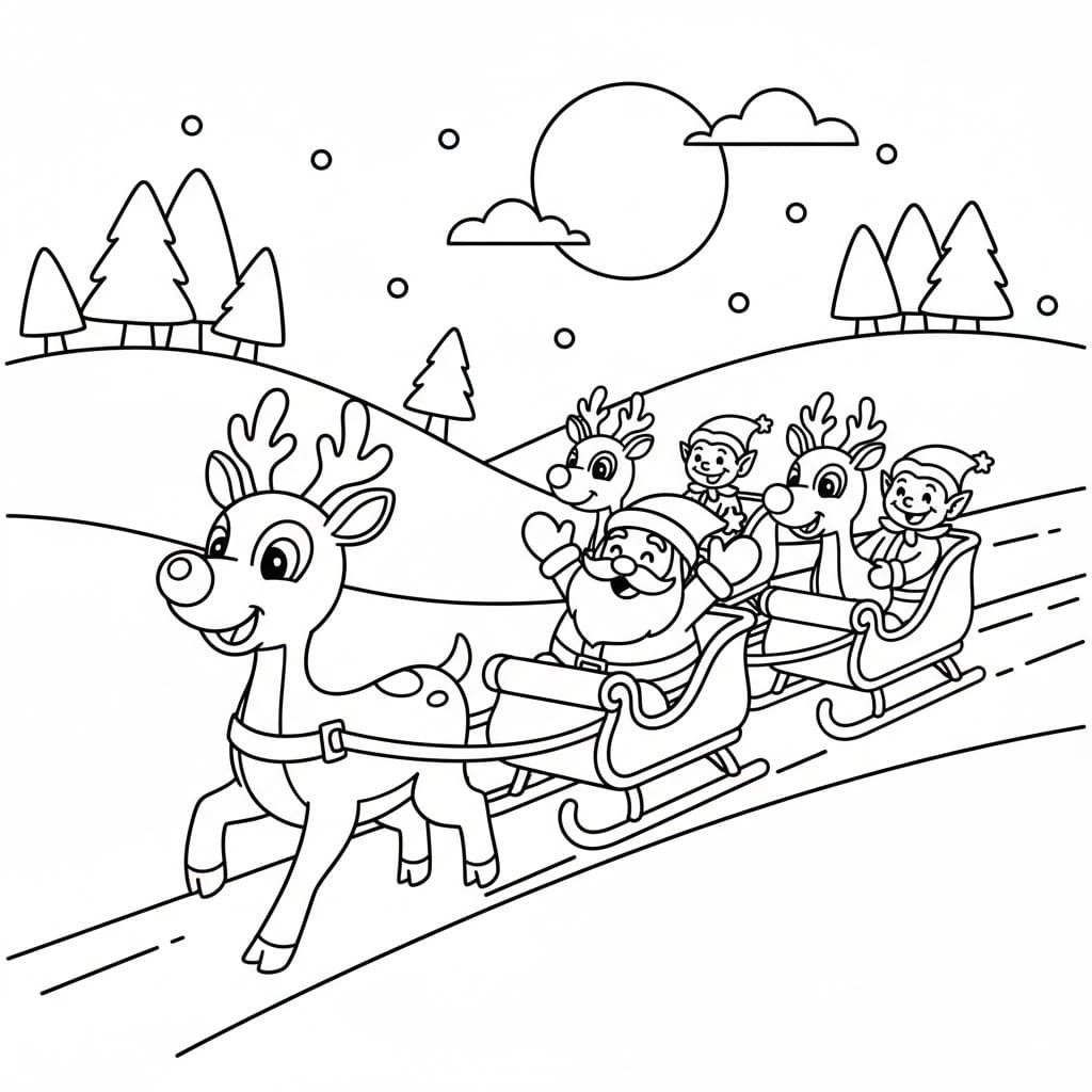 Kolorowanka Renifer Rudolf wydruku dla dzieci