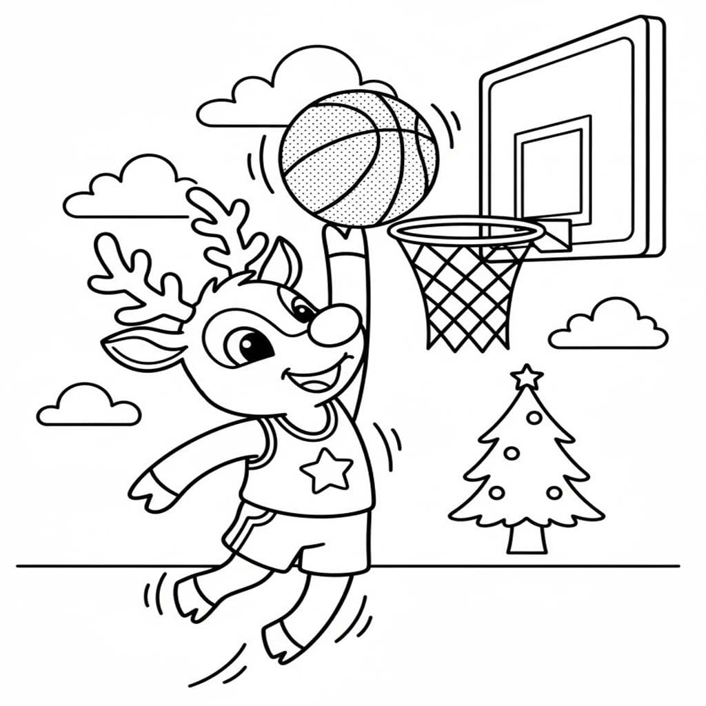 Kolorowanka Renifer Rudolf wydruku łatwy