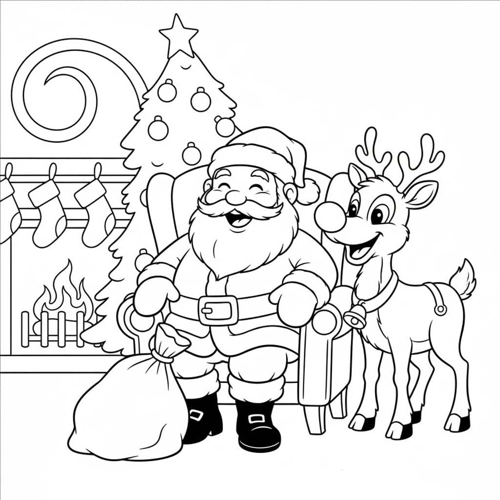 Kolorowanka Renifer Rudolf wydruku