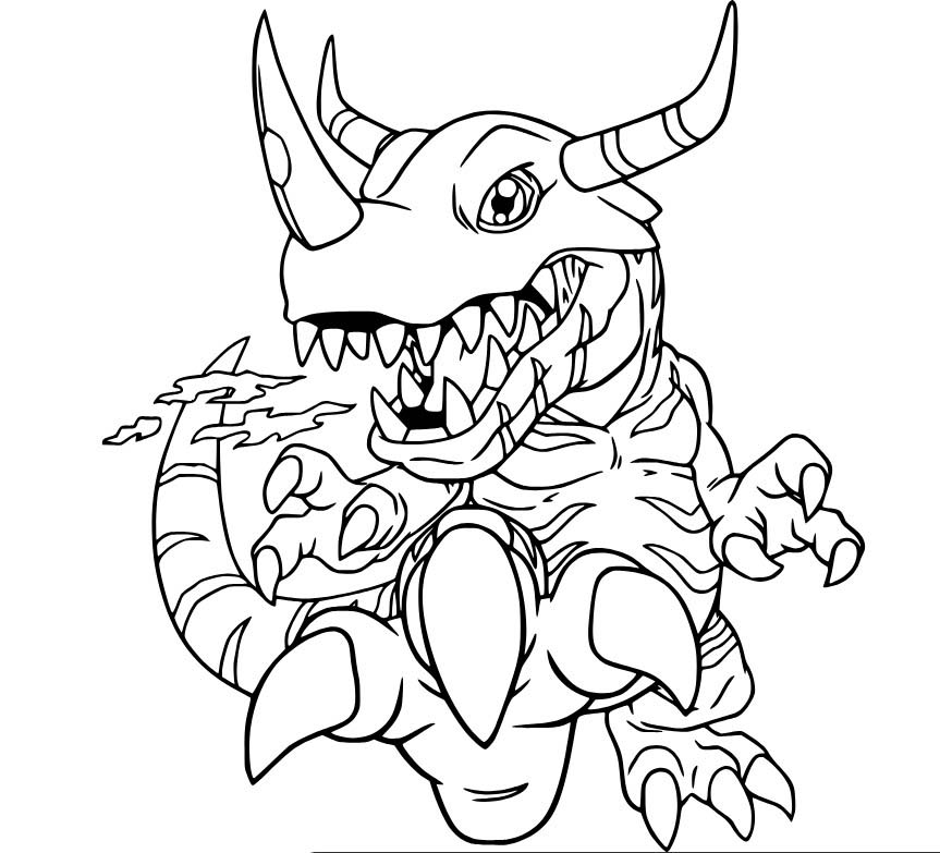 Kolorowanka Digimon bezpłatny wydruku łatwy