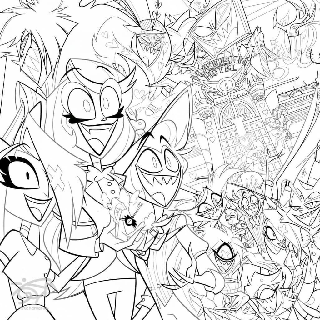 Kolorowanka Hazbin Hotel prosty u dzieci