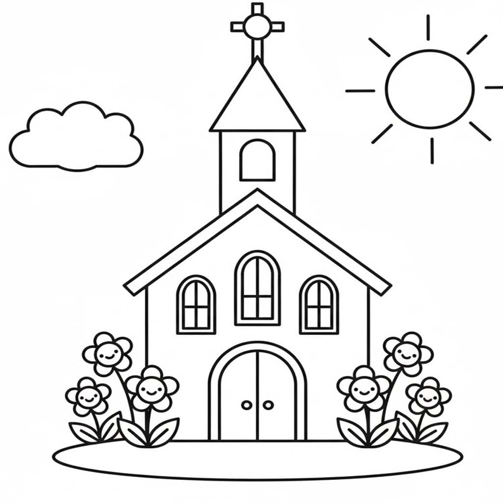 Kolorowanka Kościół bezpłatny podstawowy