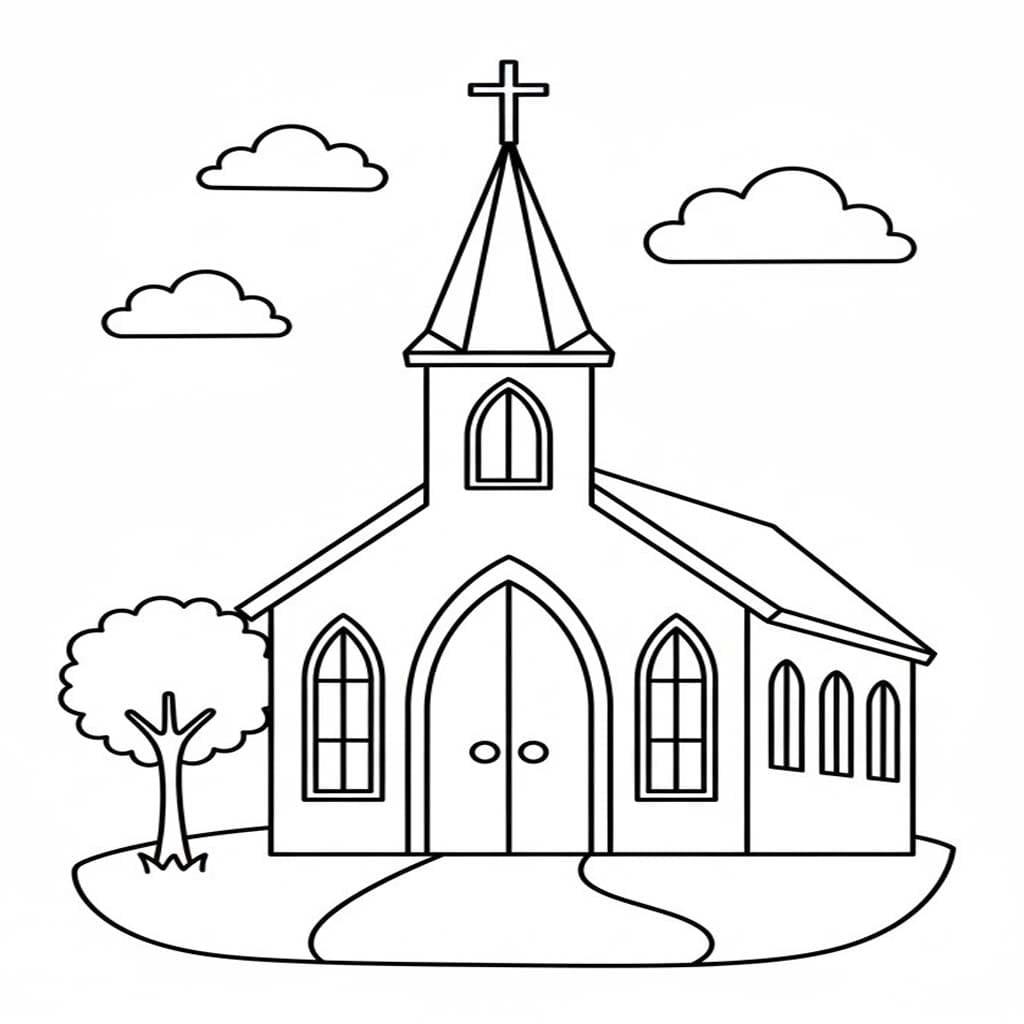 Kolorowanka Kościół bezpłatny prosty