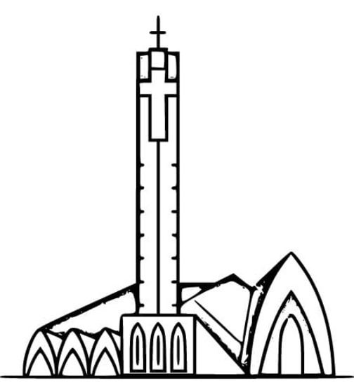 Kolorowanka Kościół bezpłatny wydruku dla dzieci