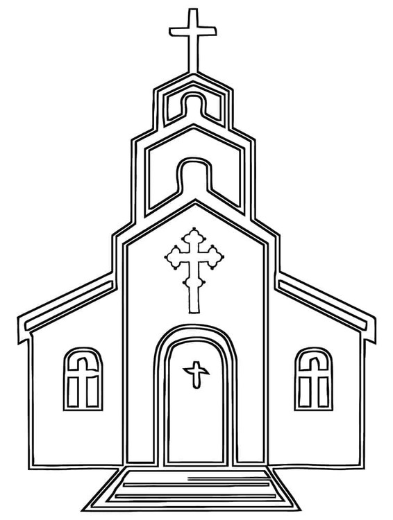 Kolorowanka Kościół bezpłatny wydruku podstawowy