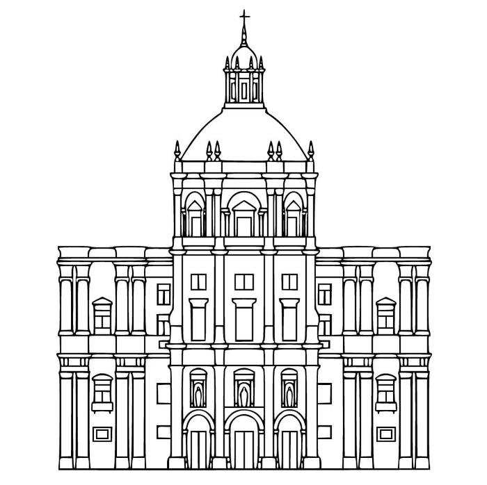 Kolorowanka Kościół wydruku podstawowy