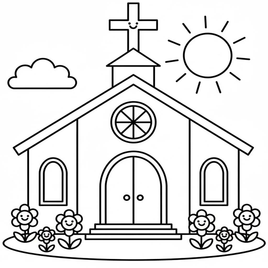 Kolorowanka Kościół wydruku prosty