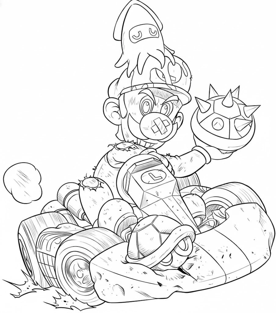 Kolorowanka Mario Kart bezpłatny wydruku