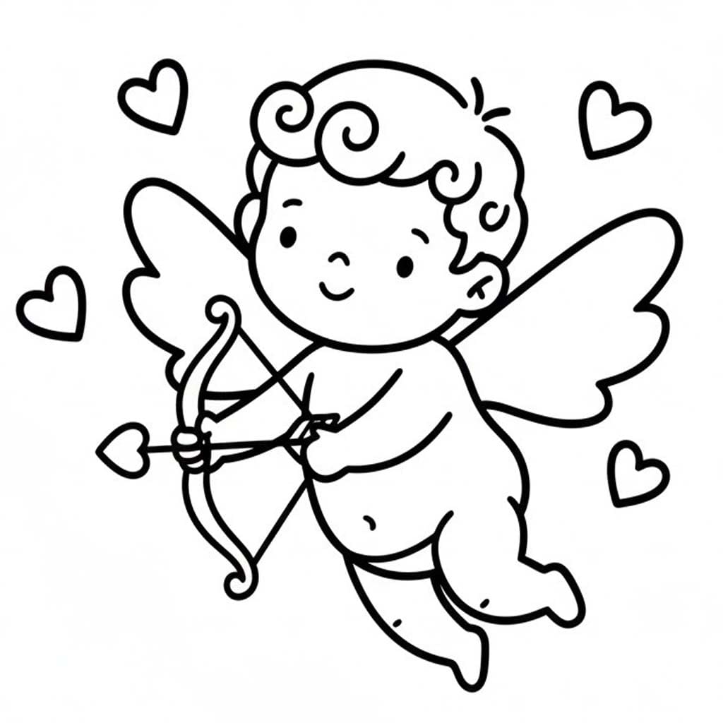 Kolorowanka Narysuj Amorek wydruku dla dzieci