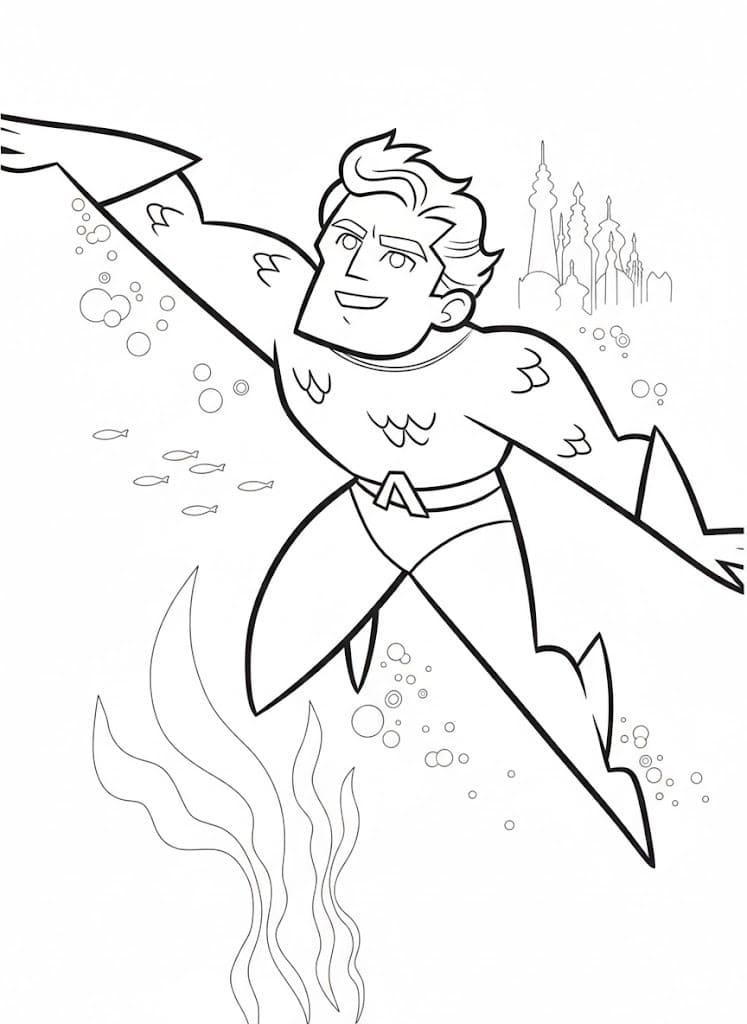 Kolorowanka Narysuj Aquaman bezpłatny wydruku
