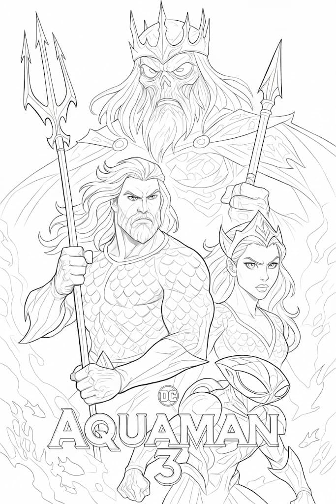 Kolorowanka Narysuj Aquaman wydruku dla dzieci