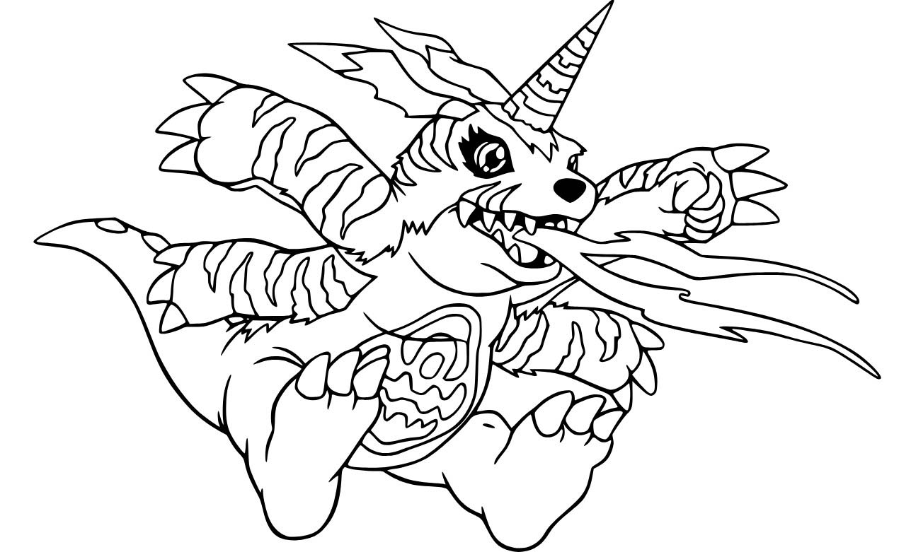 Kolorowanka Narysuj Digimon bezpłatny wydruku prosty