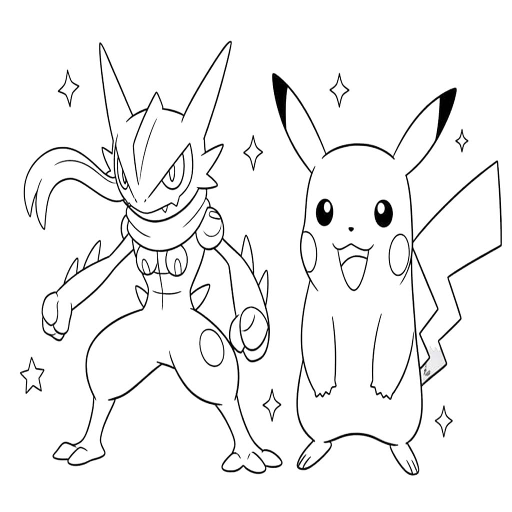 Kolorowanka Narysuj Greninja bezpłatny wydruku łatwy