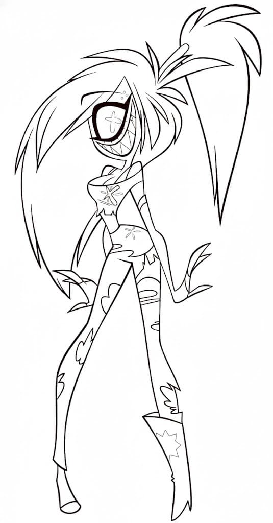 Kolorowanka Narysuj Hazbin Hotel bezpłatny wydruku łatwy