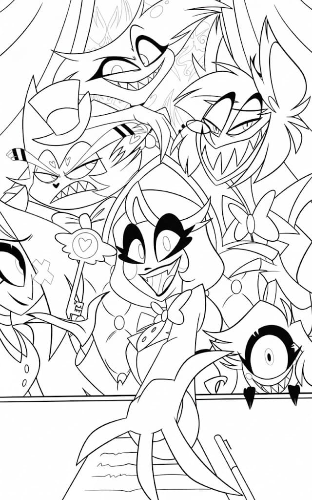 Kolorowanka Narysuj Hazbin Hotel łatwy u dzieci