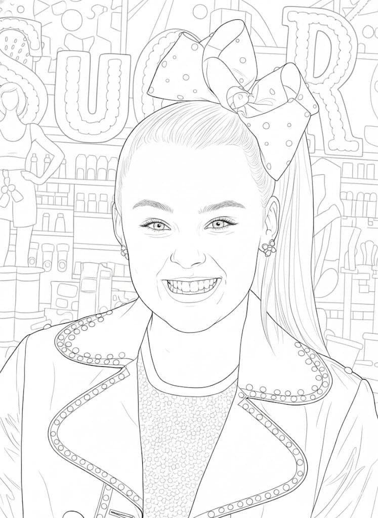 Kolorowanka Narysuj JoJo Siwa prosty