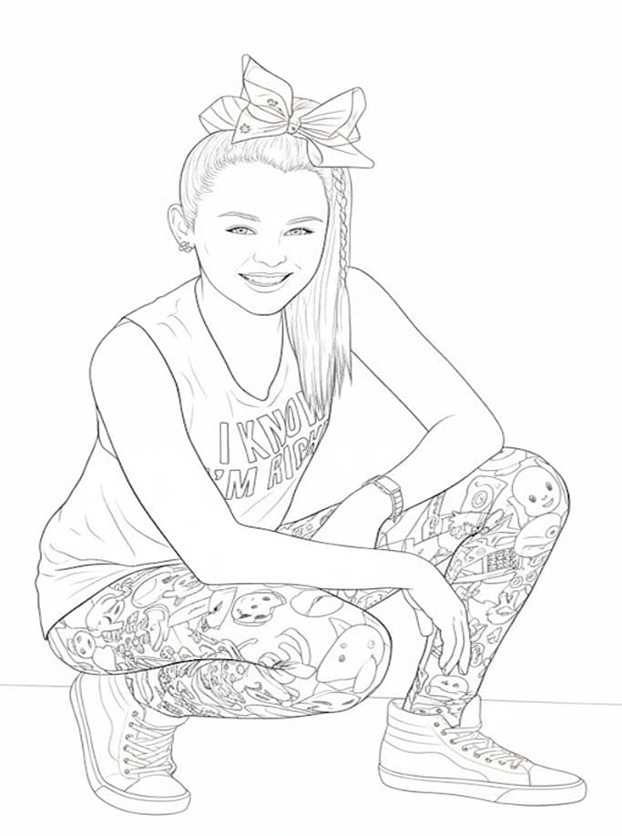 Kolorowanka Narysuj JoJo Siwa wydruku dla dzieci