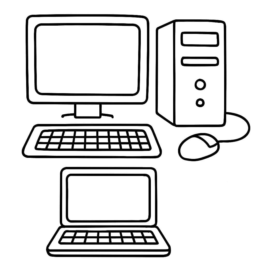 Kolorowanka Narysuj Komputer podstawowy