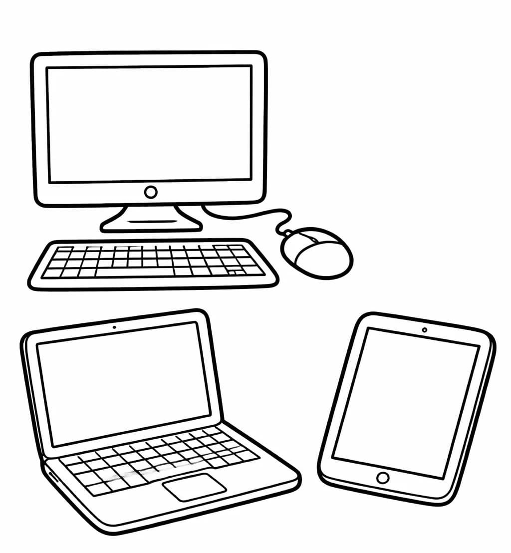 Kolorowanka Narysuj Komputer prosty