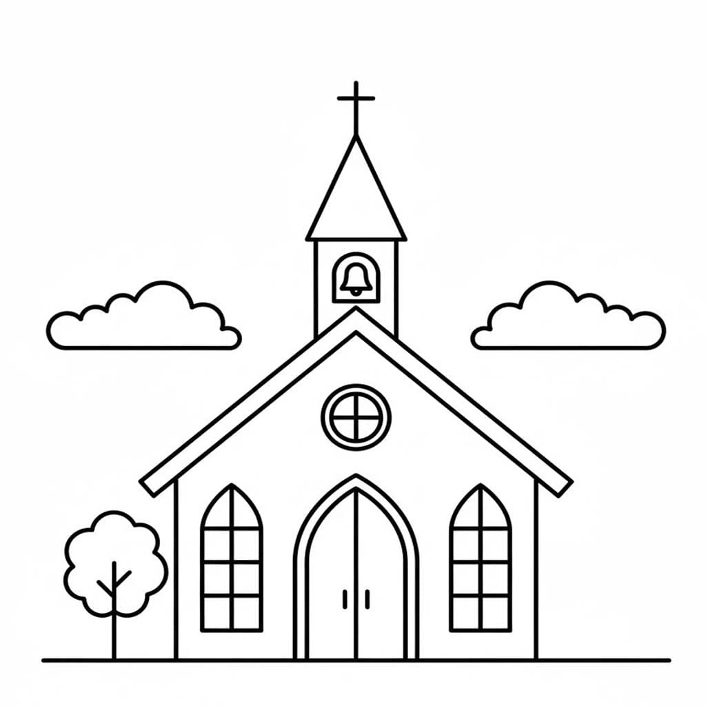 Kolorowanka Narysuj Kościół bezpłatny łatwy