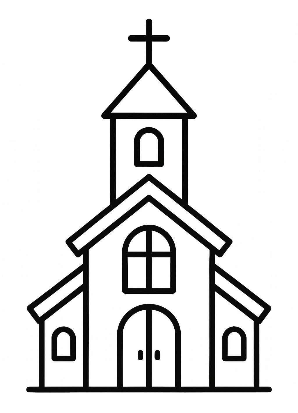 Kolorowanka Narysuj Kościół bezpłatny wydruku prosty