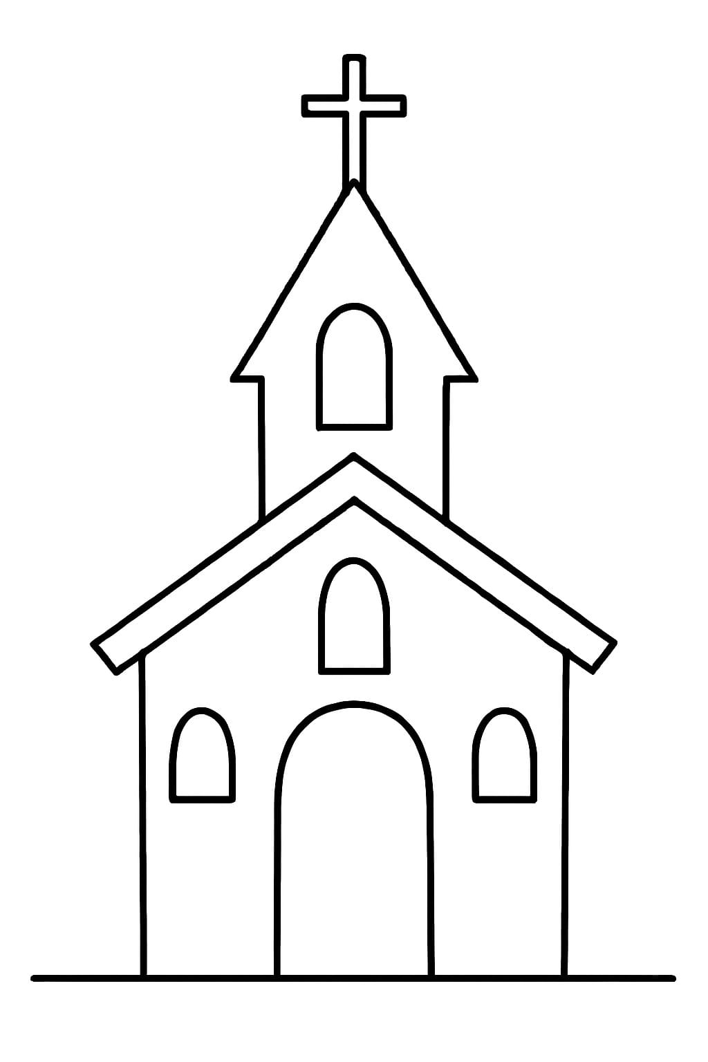 Kolorowanka Narysuj Kościół łatwy