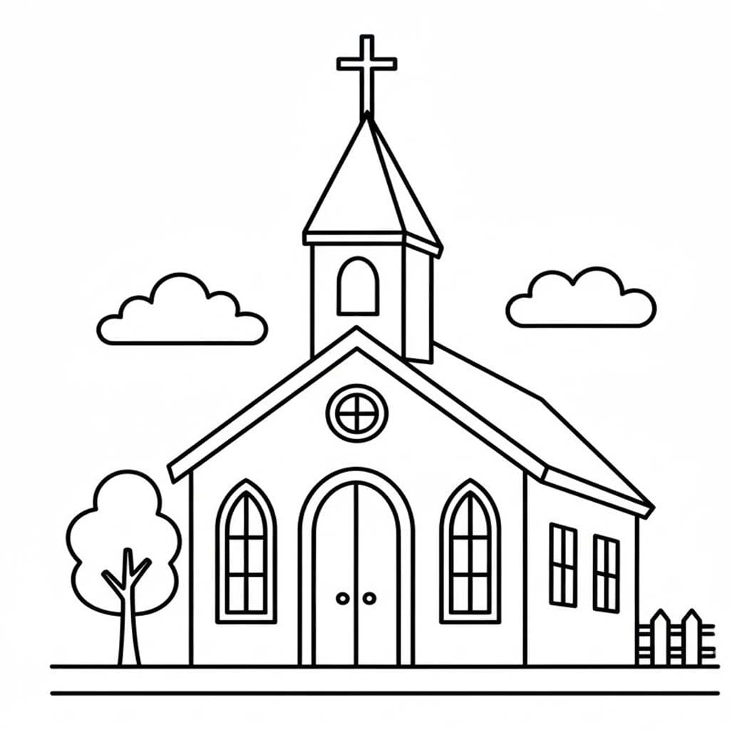 Kolorowanka Narysuj Kościół wydruku podstawowy