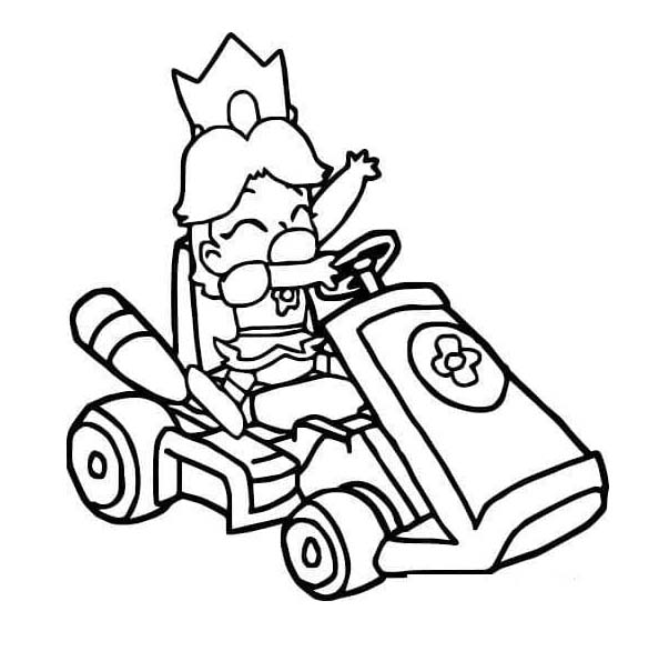 Kolorowanka Narysuj Mario Kart wydruku dla dzieci