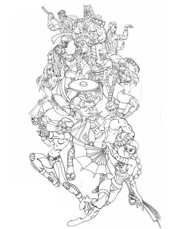 Kolorowanka Narysuj Mortal Kombat bezpłatny wydruku prosty