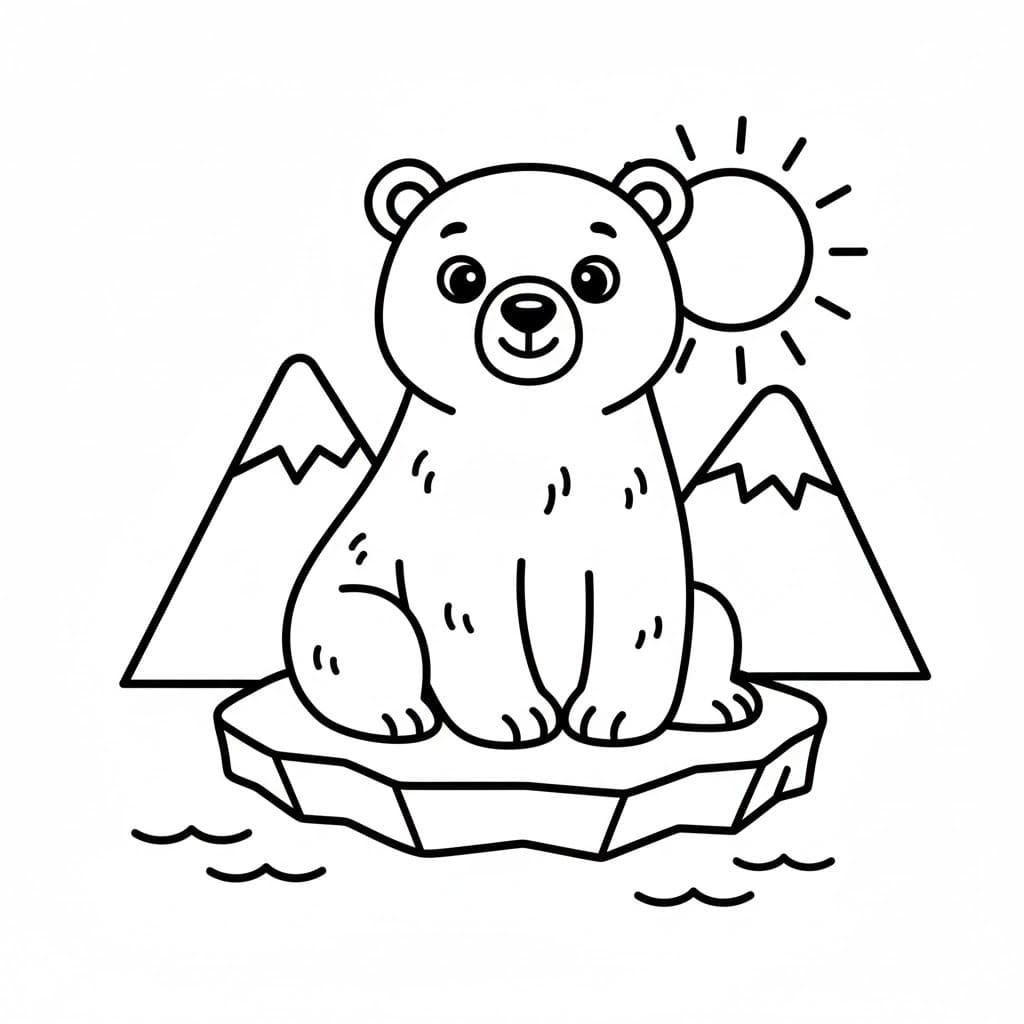 Kolorowanka Narysuj Niedźwiedź Polarny bezpłatny wydruku podstawowy