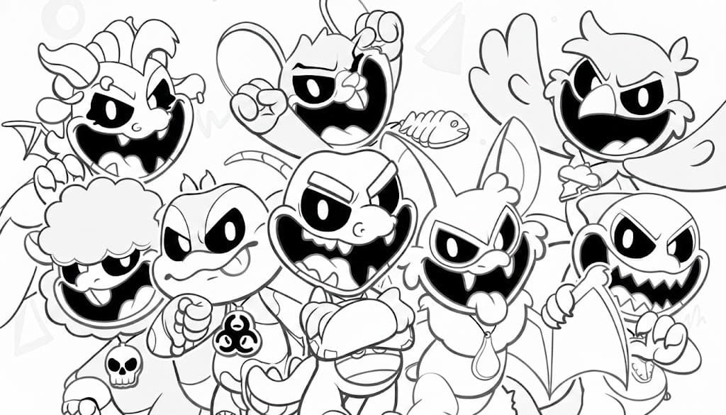 Kolorowanka Narysuj Nightmare Critters prosty