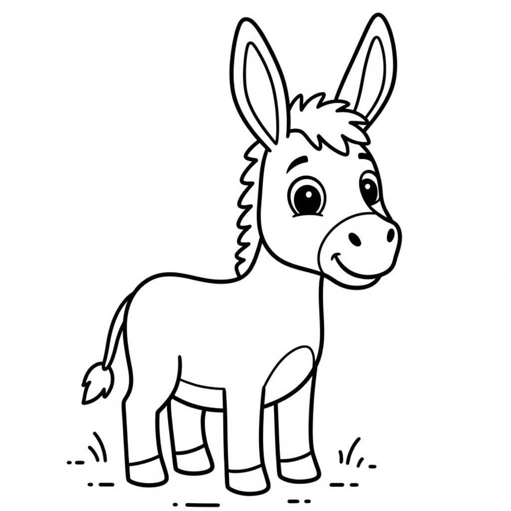 Kolorowanka Narysuj Osioł bezpłatny prosty