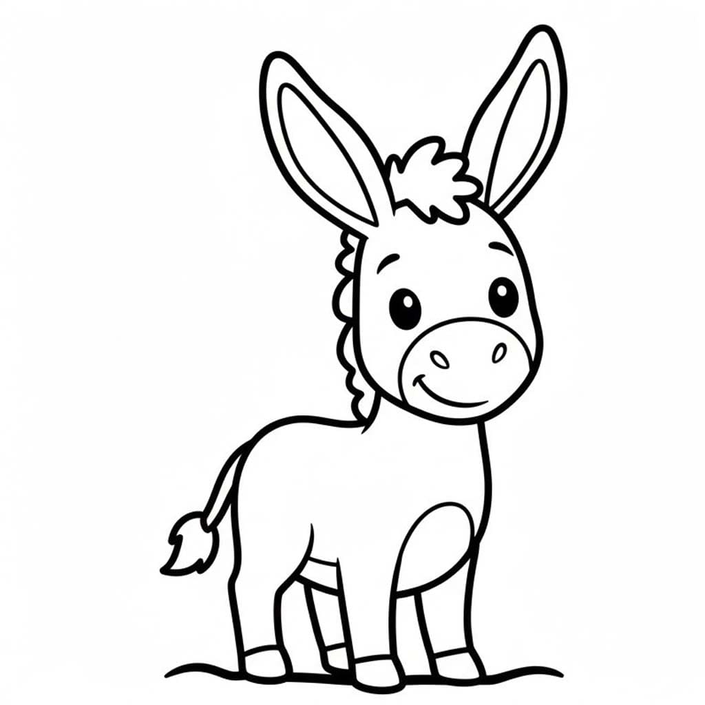 Kolorowanka Narysuj Osioł bezpłatny wydruku podstawowy