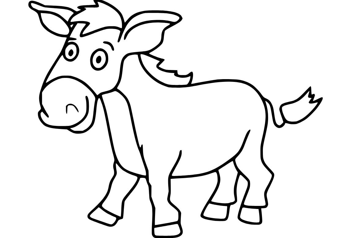 Kolorowanka Narysuj Osioł bezpłatny wydruku prosty