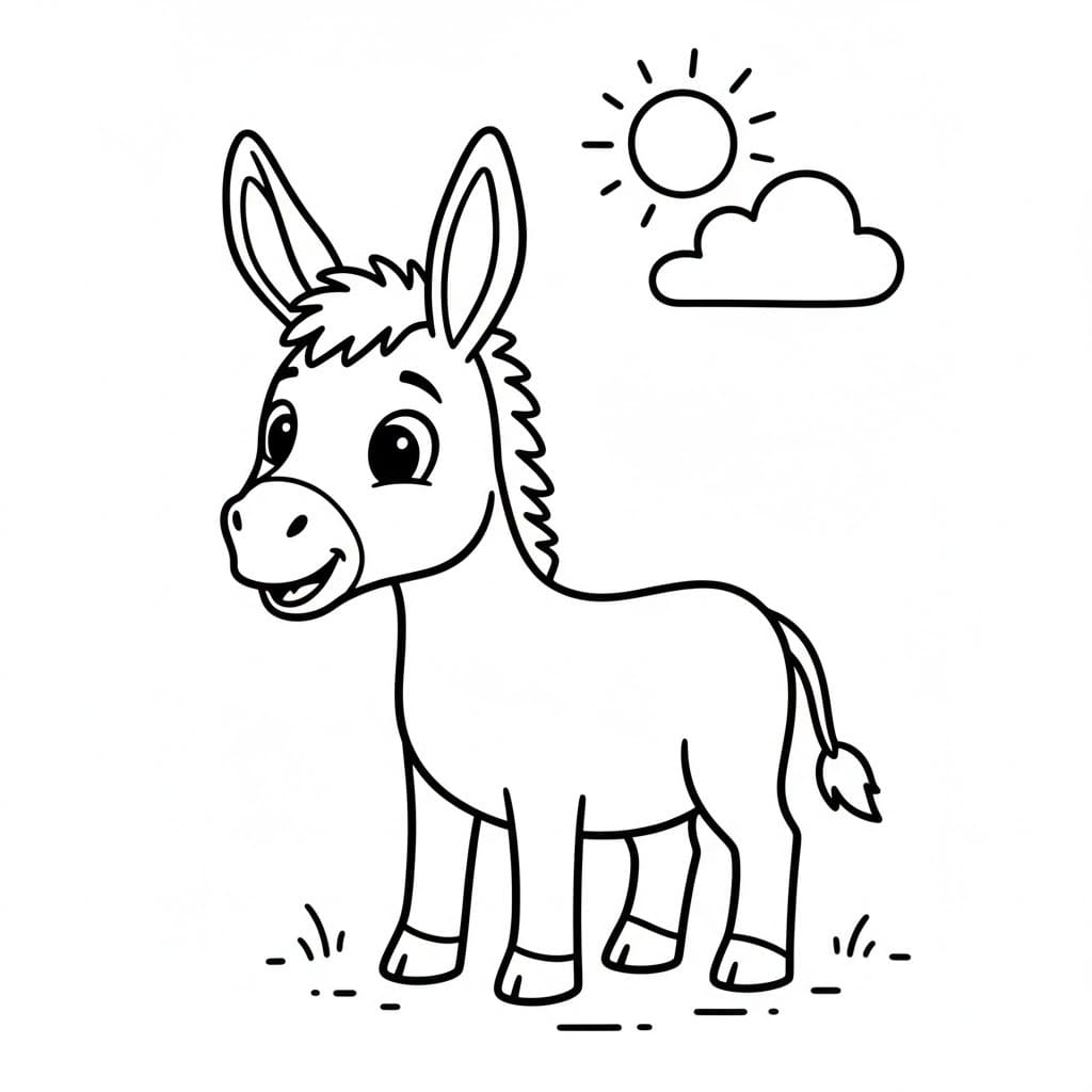 Kolorowanka Narysuj Osioł bezpłatny wydruku