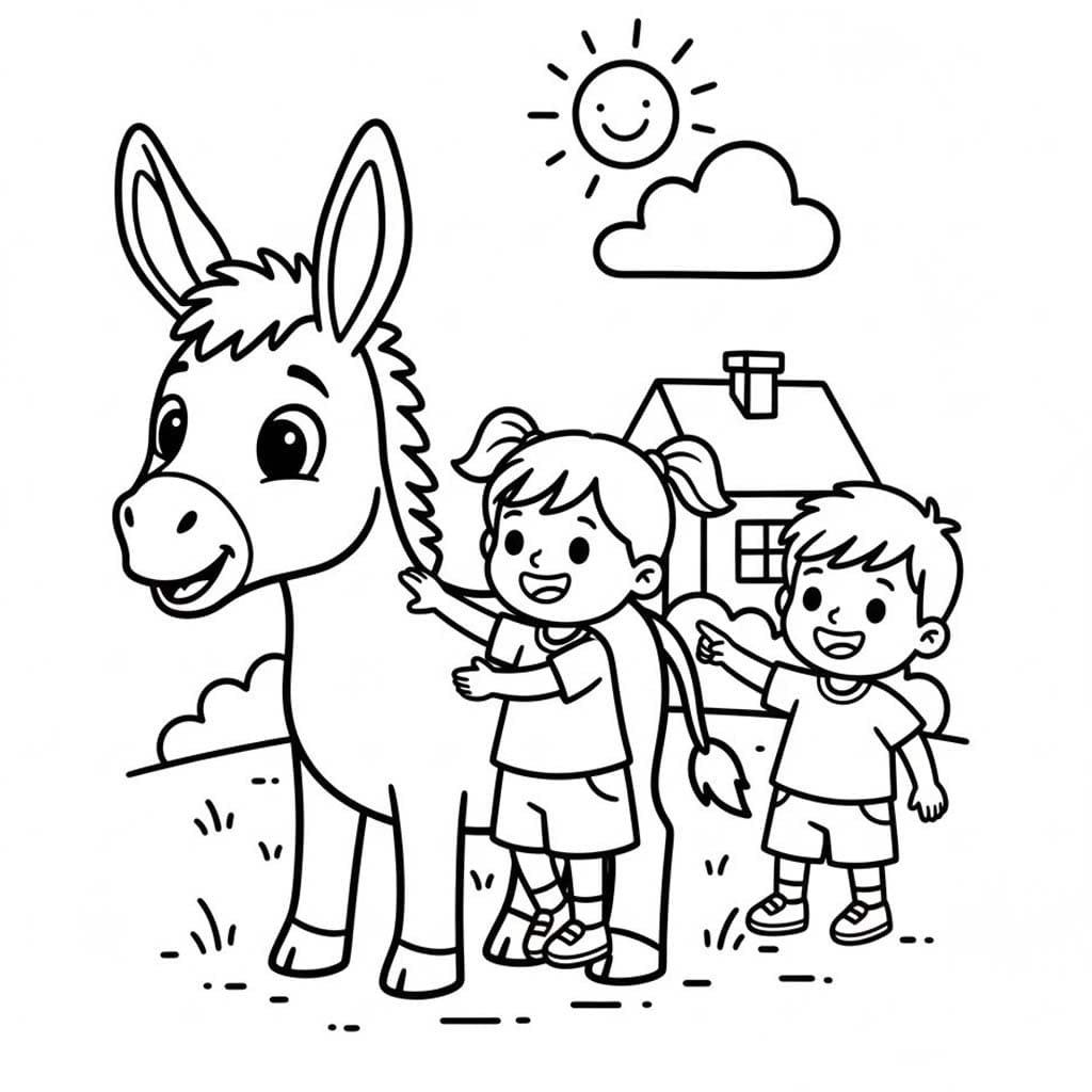 Kolorowanka Narysuj Osioł dla dzieci