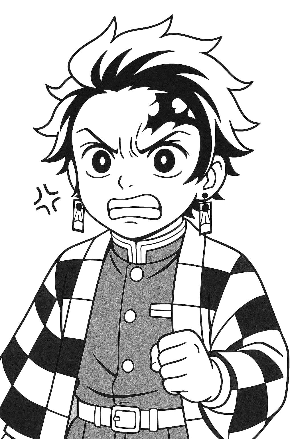 Kolorowanka Narysuj Tanjiro bezpłatny dla dzieci