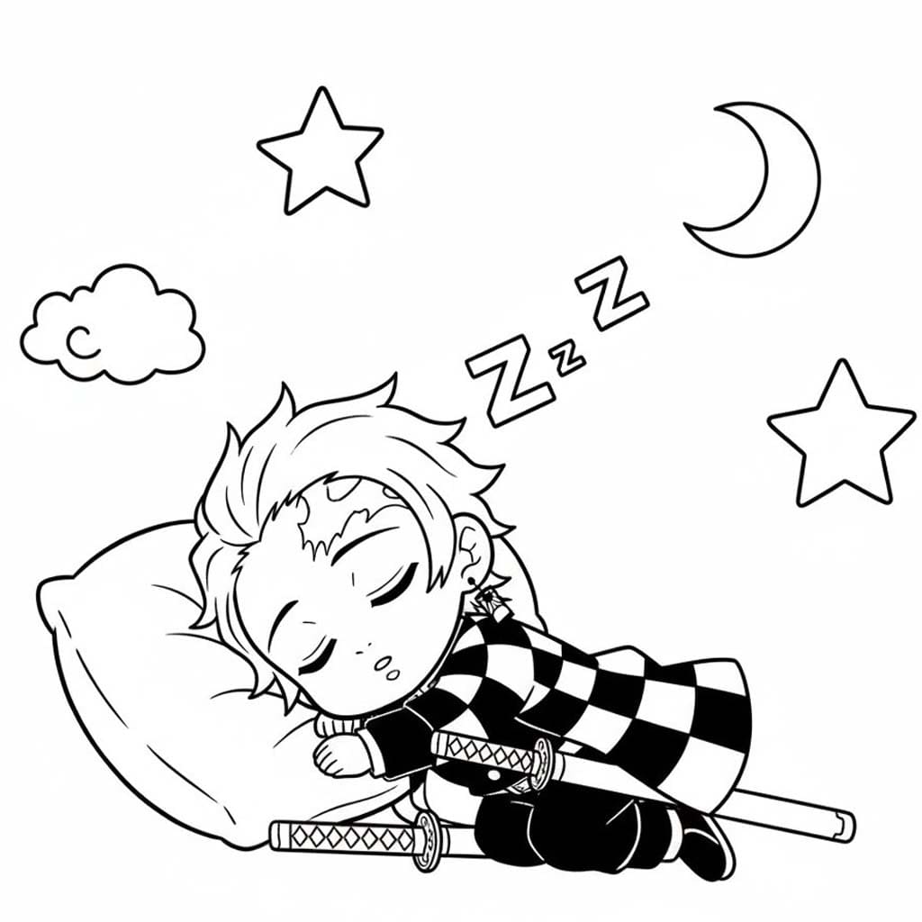 Kolorowanka Narysuj Tanjiro bezpłatny wydruku podstawowy