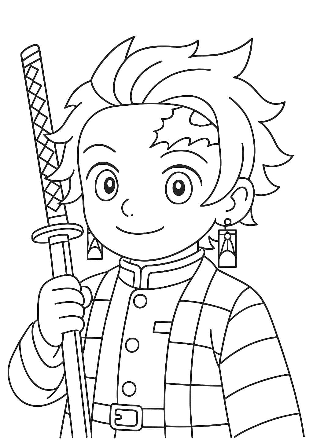 Kolorowanka Narysuj Tanjiro dla dzieci