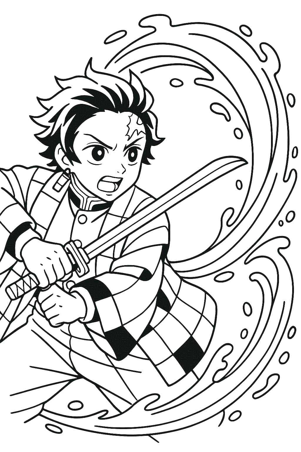 Kolorowanka Narysuj Tanjiro prosty