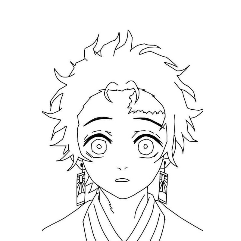 Kolorowanka Narysuj Tanjiro wydruku łatwy