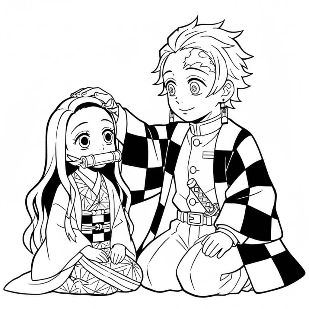 Kolorowanka Narysuj Tanjiro wydruku podstawowy