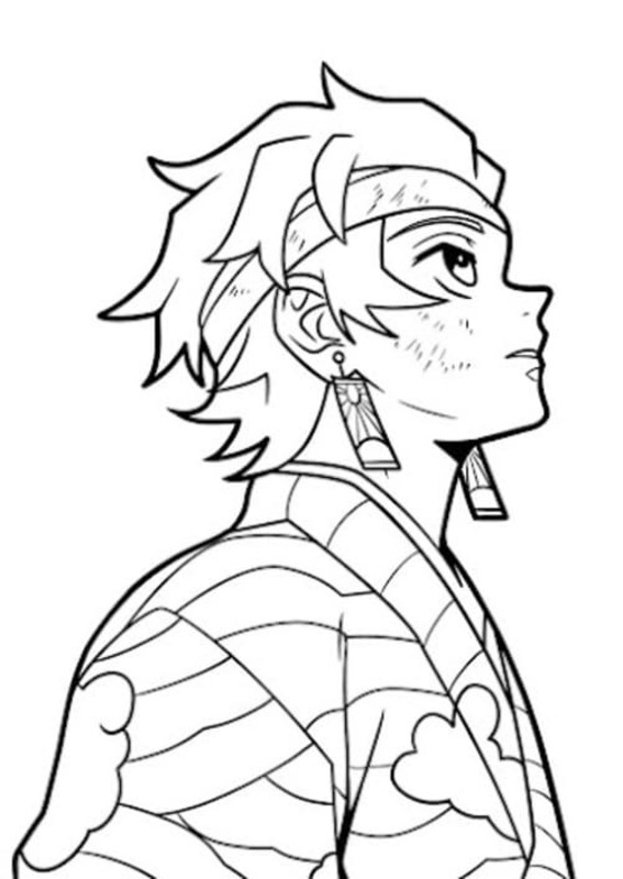 Kolorowanka Narysuj Tanjiro wydruku prosty