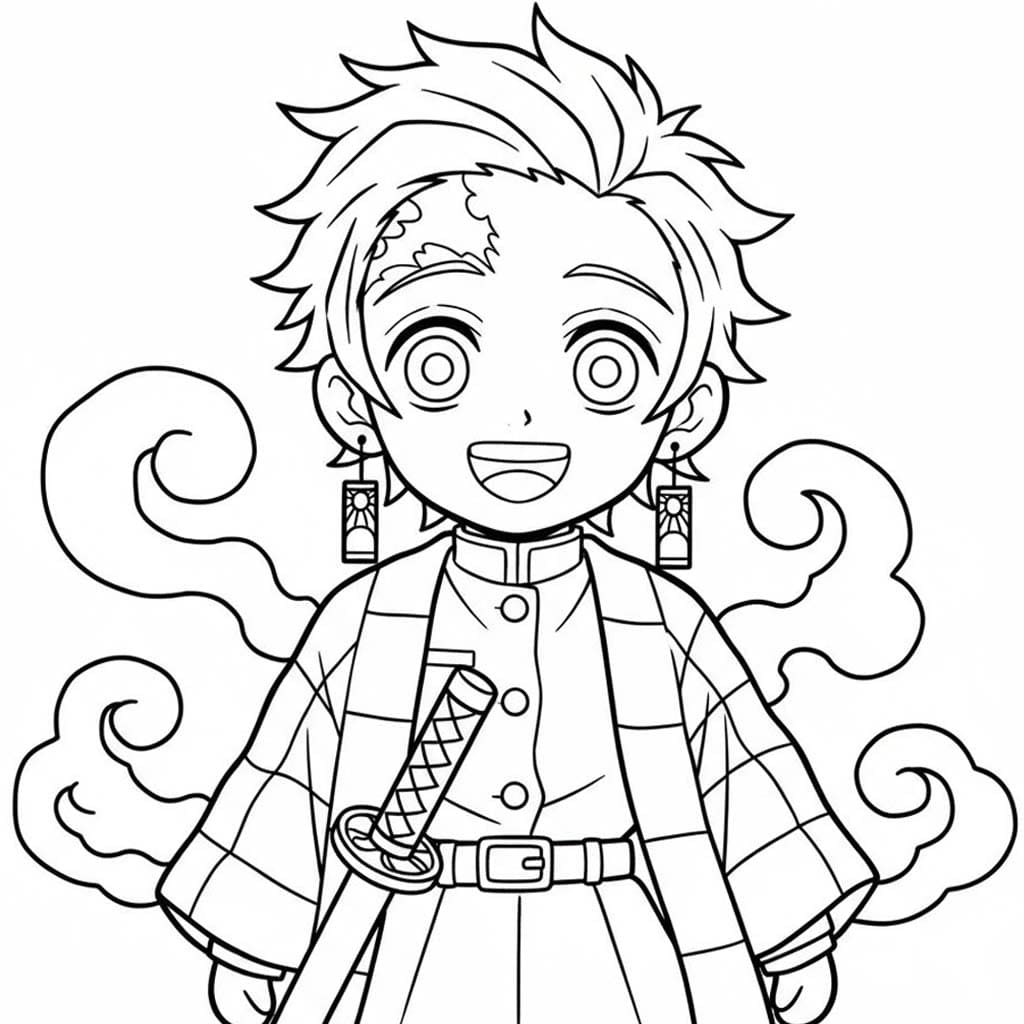 Kolorowanka Narysuj Tanjiro wydruku