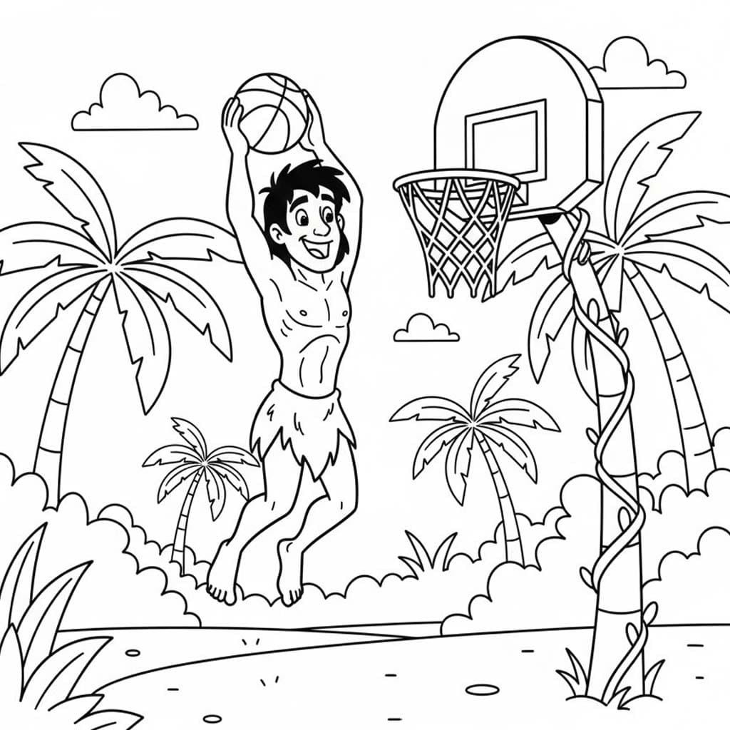 Kolorowanka Narysuj Tarzan prosty
